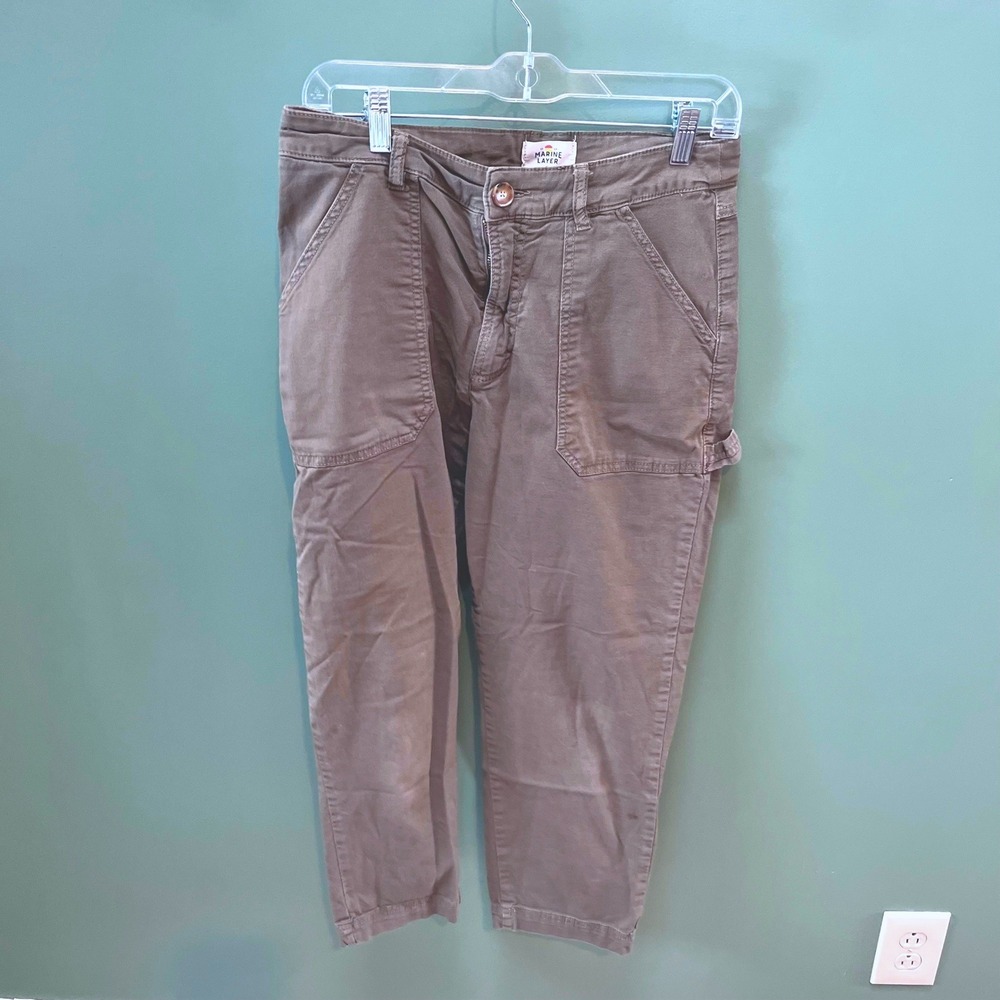 Marine Layer Maya Olive Green Carpenter Pants Cropped Utility Size 10